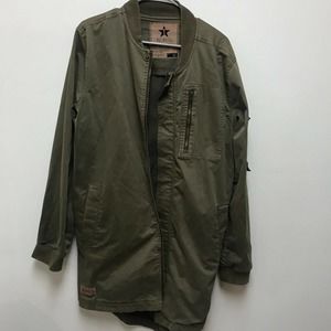 Two Angle Men's Olive Zip Up Jacket Multi Pocket Size M